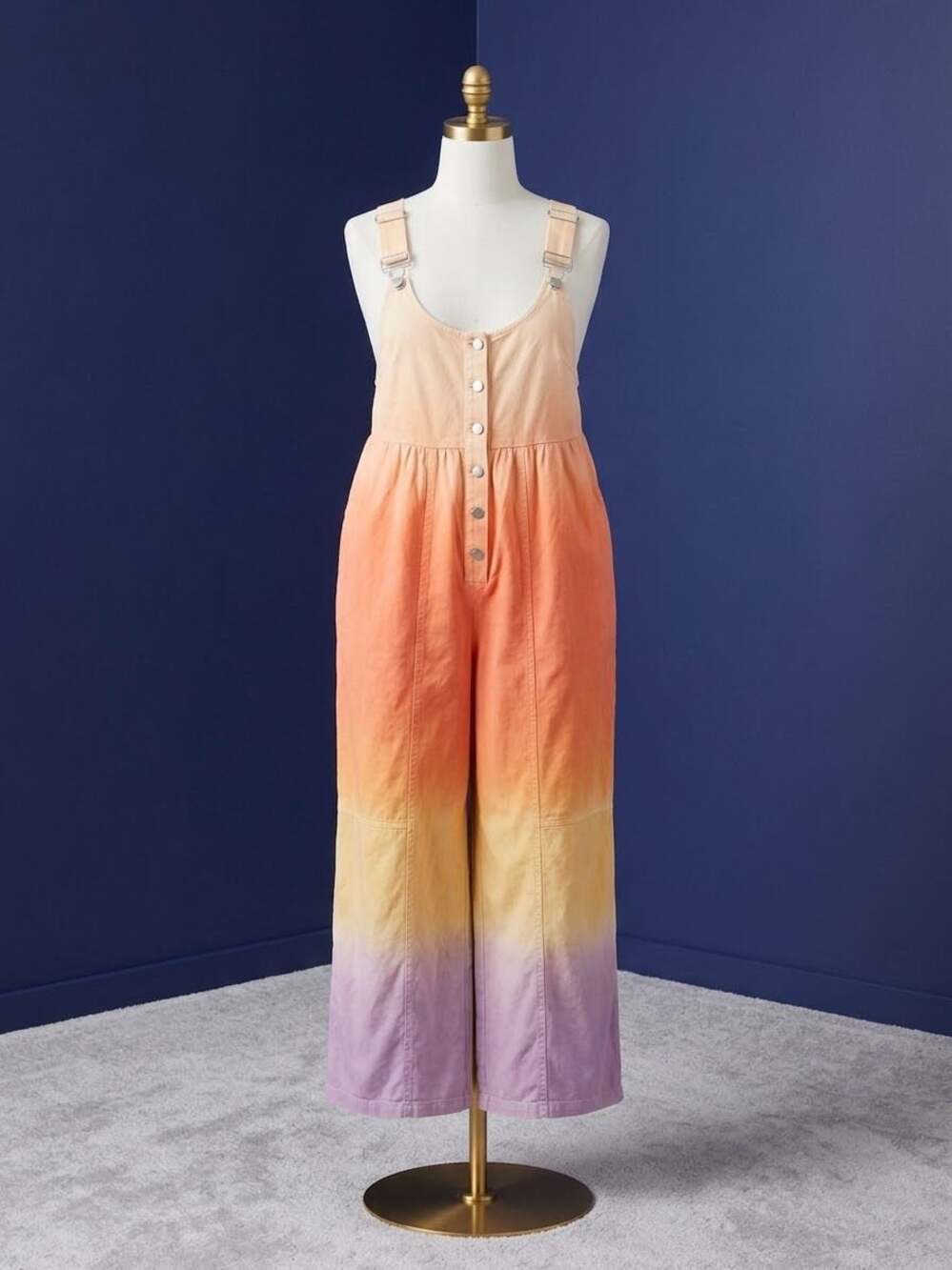 Plus Size 1X 14-16  Tie Dye Ombré Jumpsuit Overall with Pockets